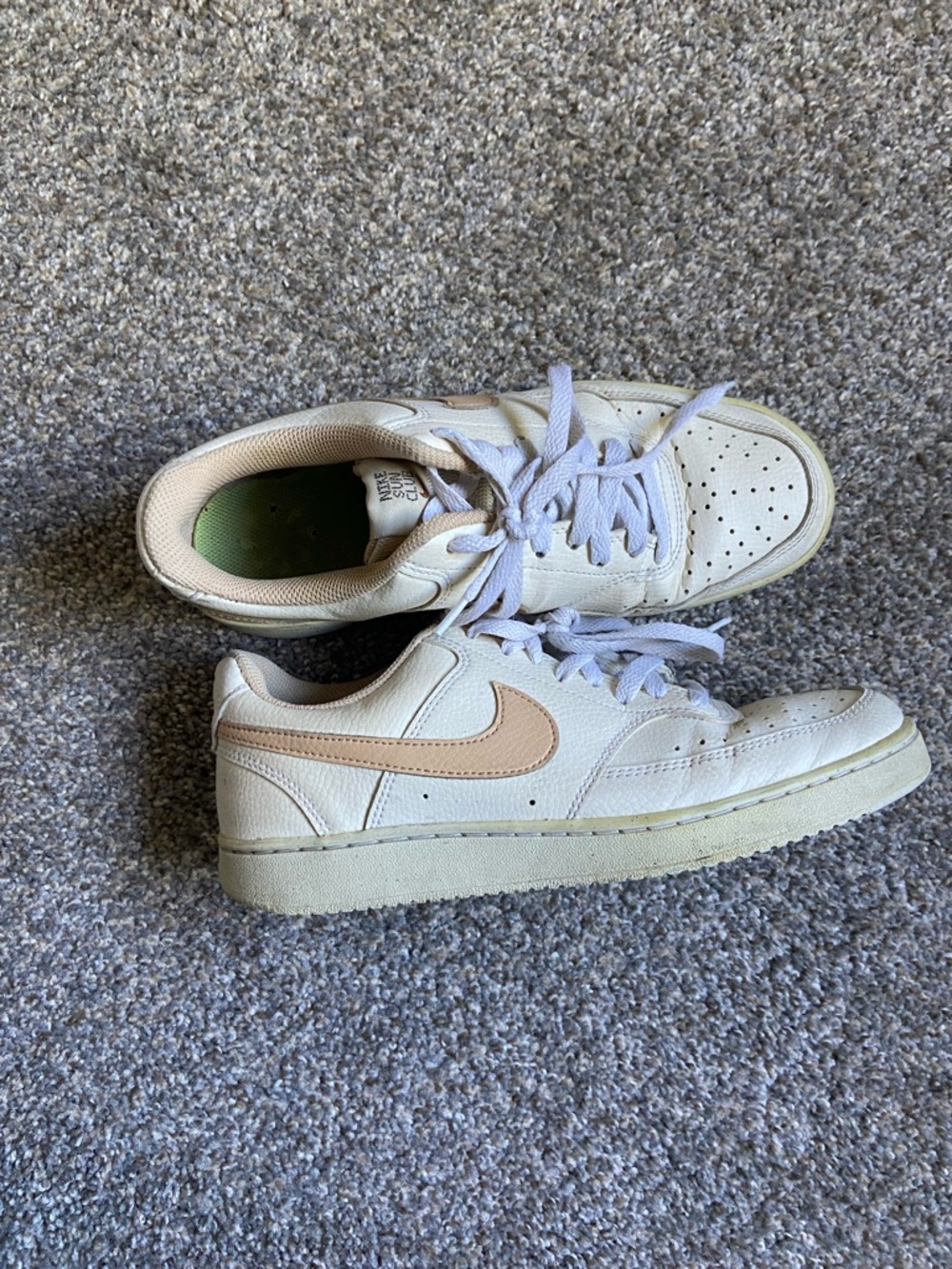 Nike Cream Low-Top Sneakers with Beige Swoosh